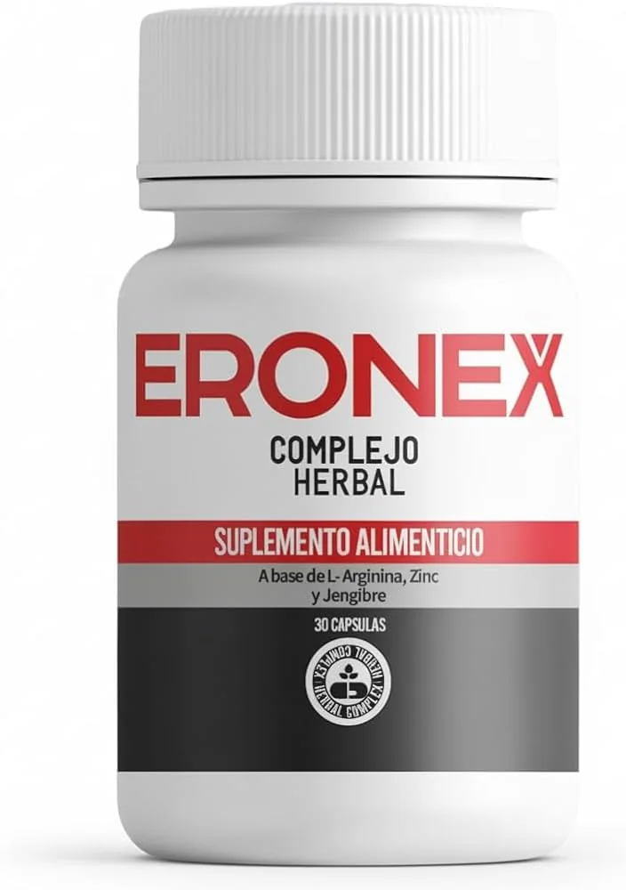 Eronex complejo herbal, suplemento alimenticio a base de L-Arginina, Zinc y Jengibre, 30 cápsulas